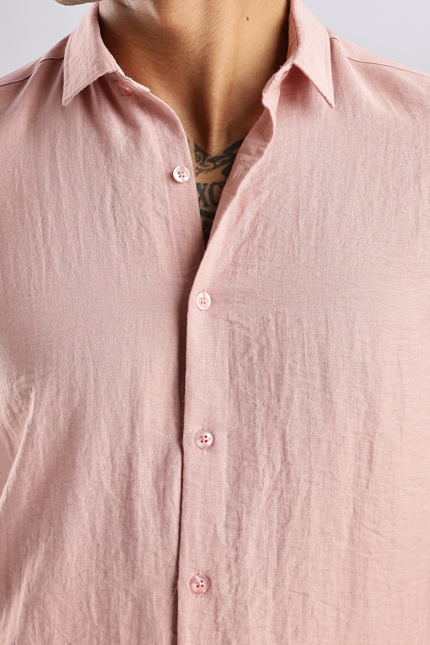 Men Lucas Look Linen Shirt- Lt Pink