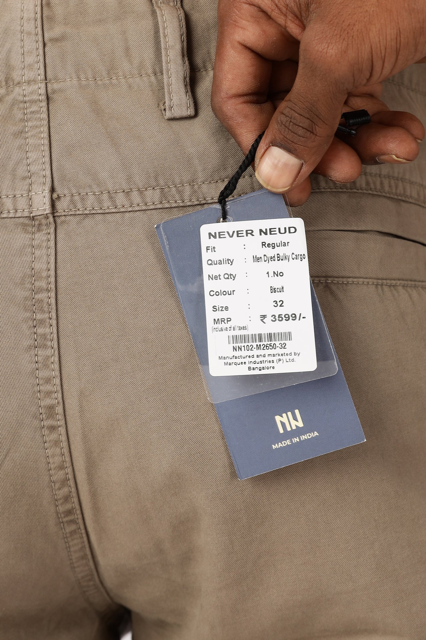 Men Dyed Bulky Cargo-Biscuit