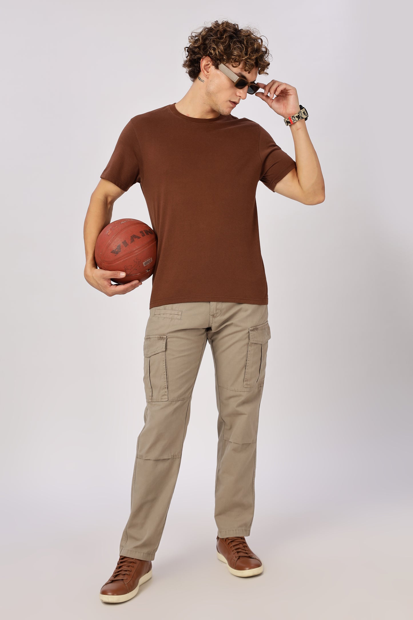 Men Dyed Bulky Cargo-Biscuit