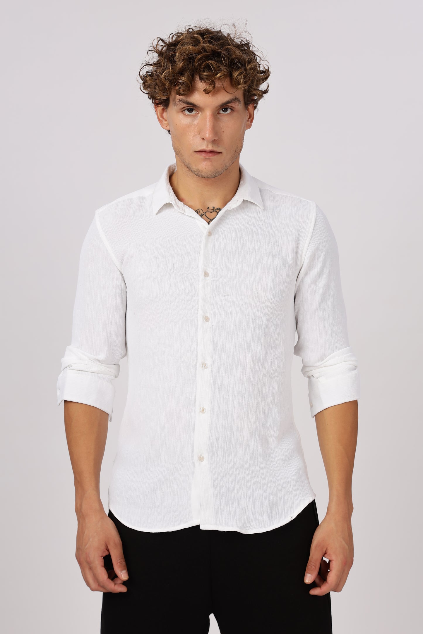 Men Textured Shirt-White