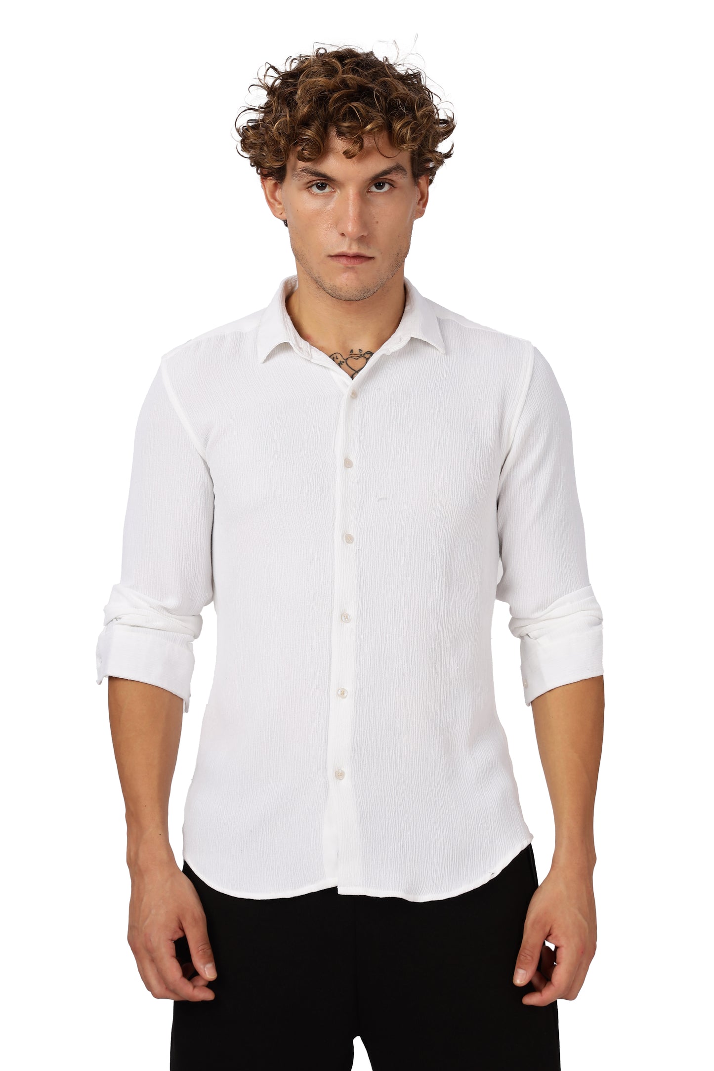 Men Textured Shirt-White