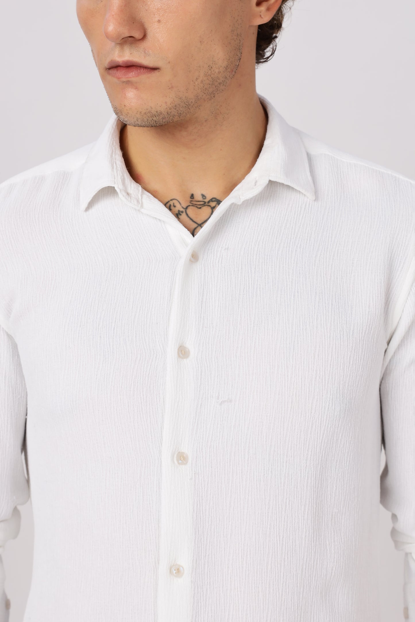 Men Textured Shirt-White
