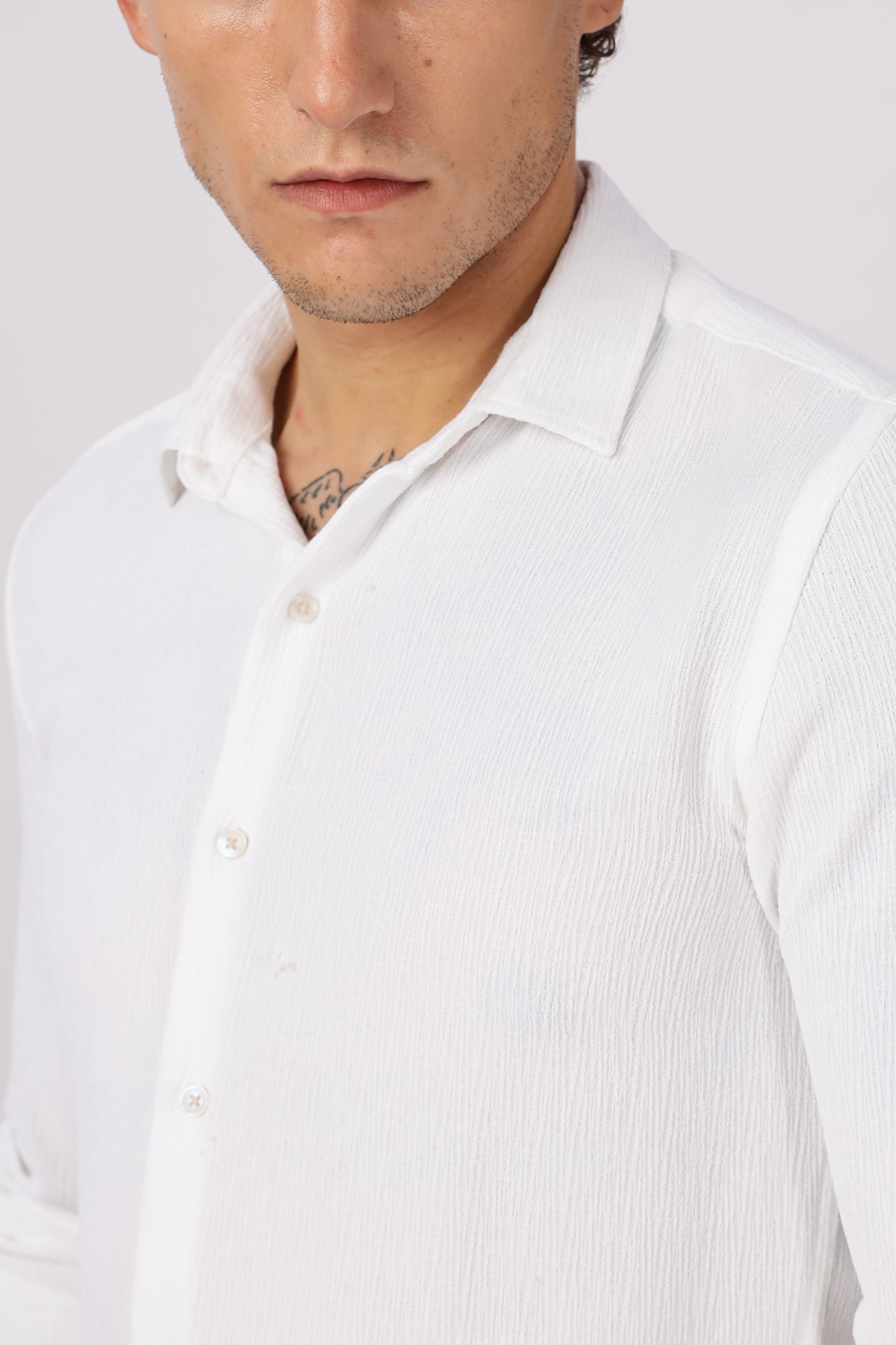 Men Textured Shirt-White