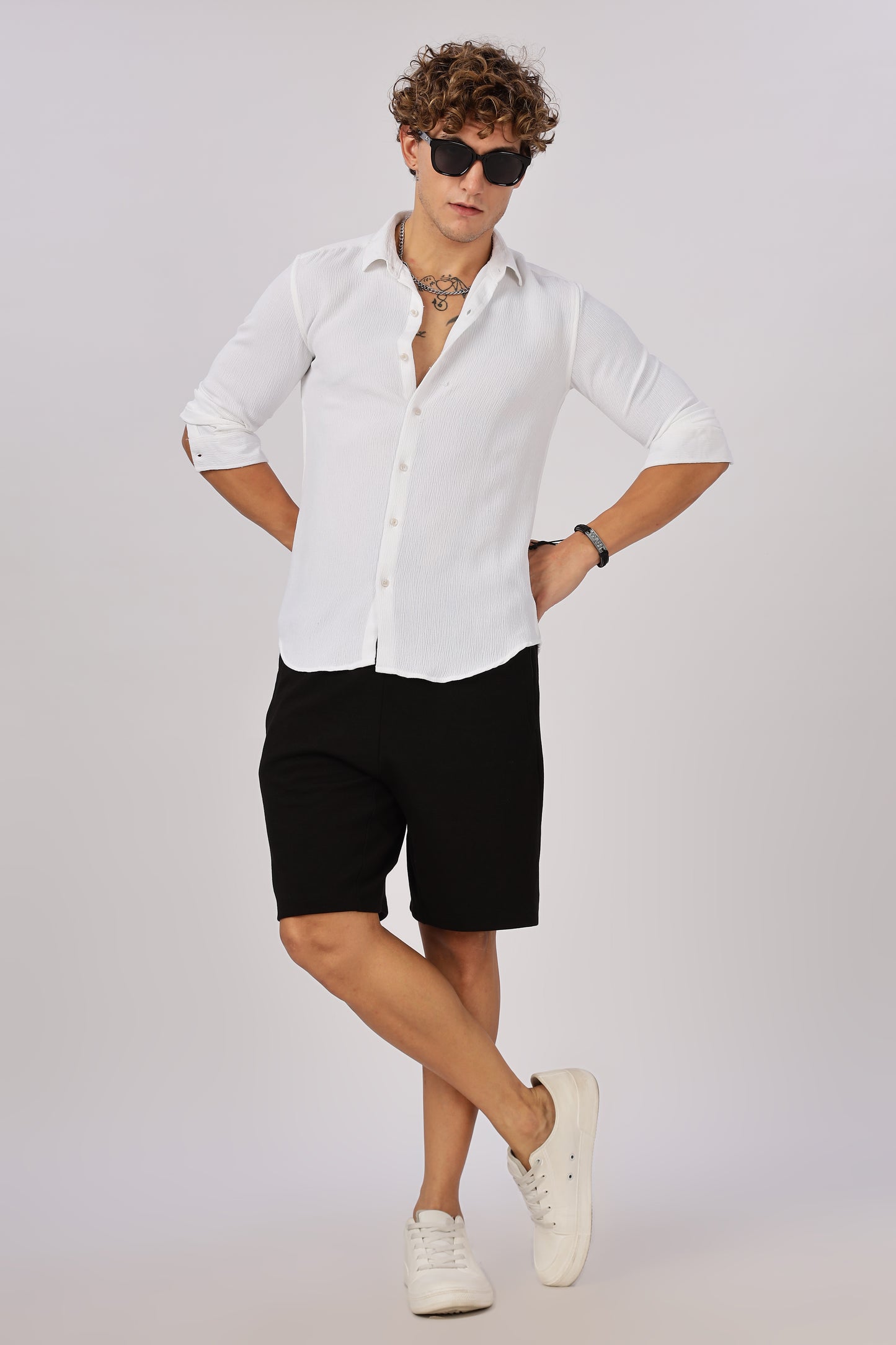 Men Textured Shirt-White