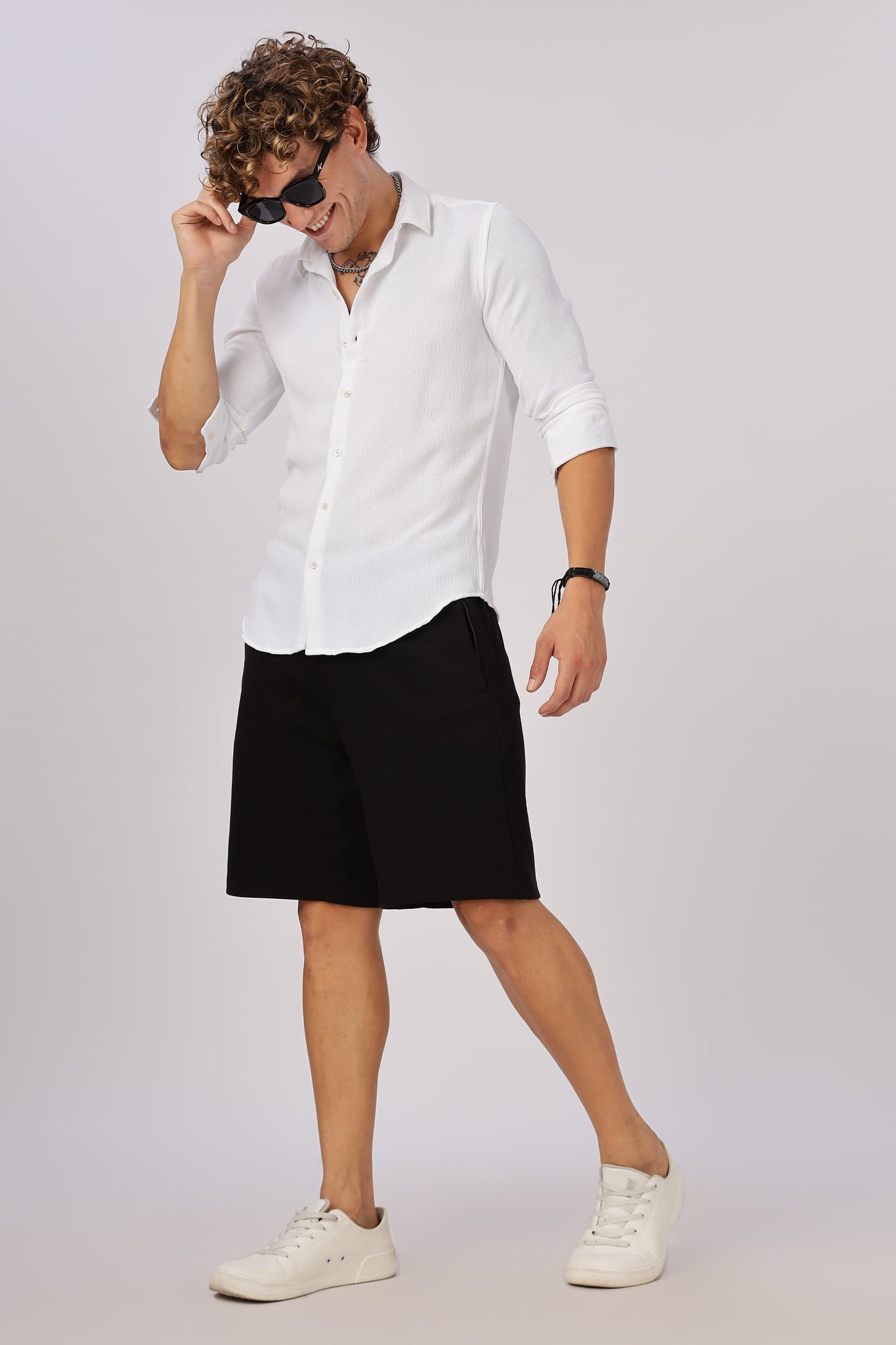 Men Textured Shirt-White