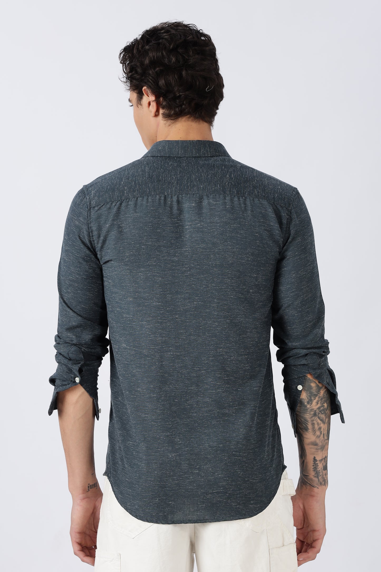 Men Dapper Linen Shirts-Navy