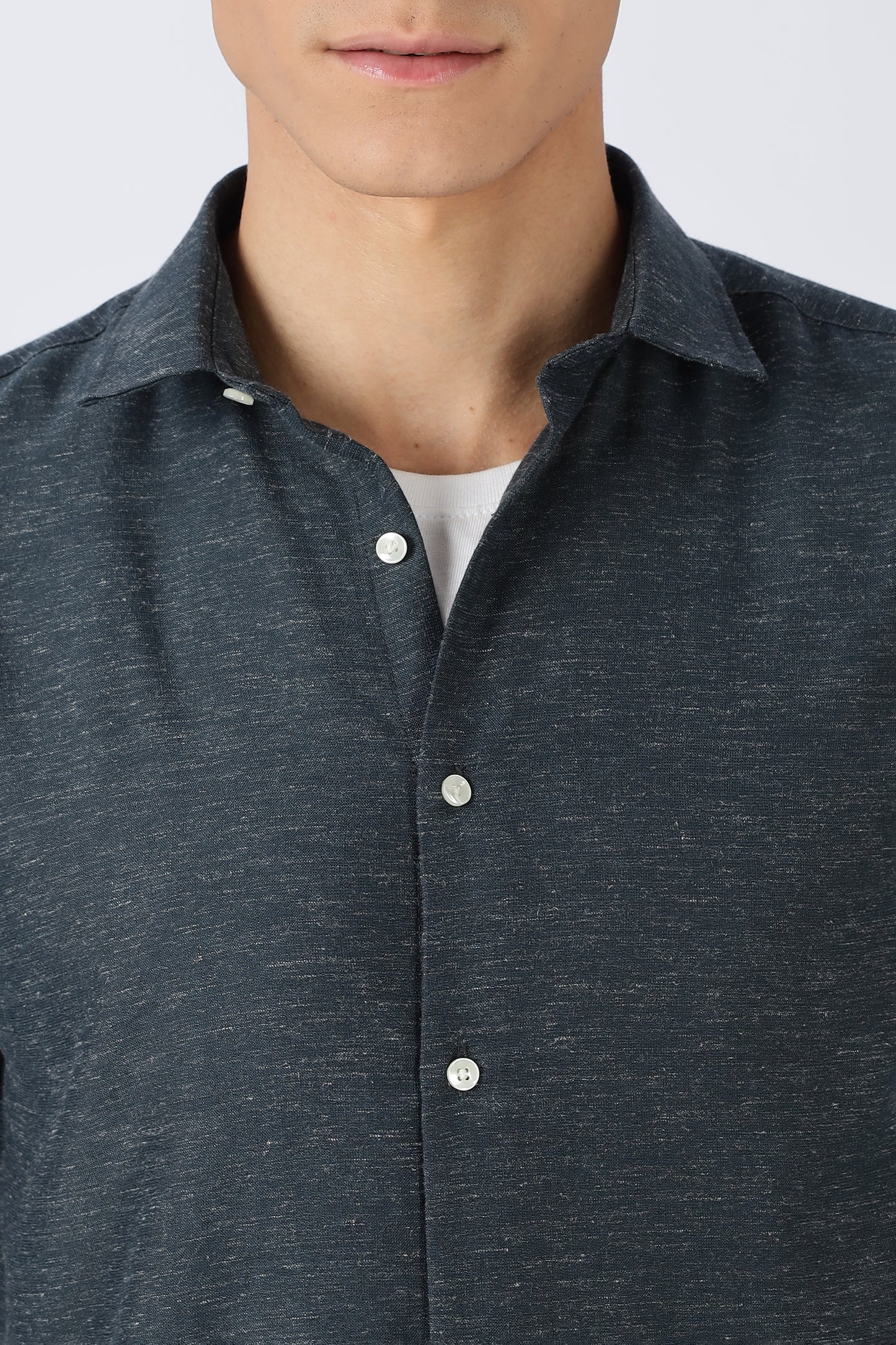 Men Dapper Linen Shirts-Navy