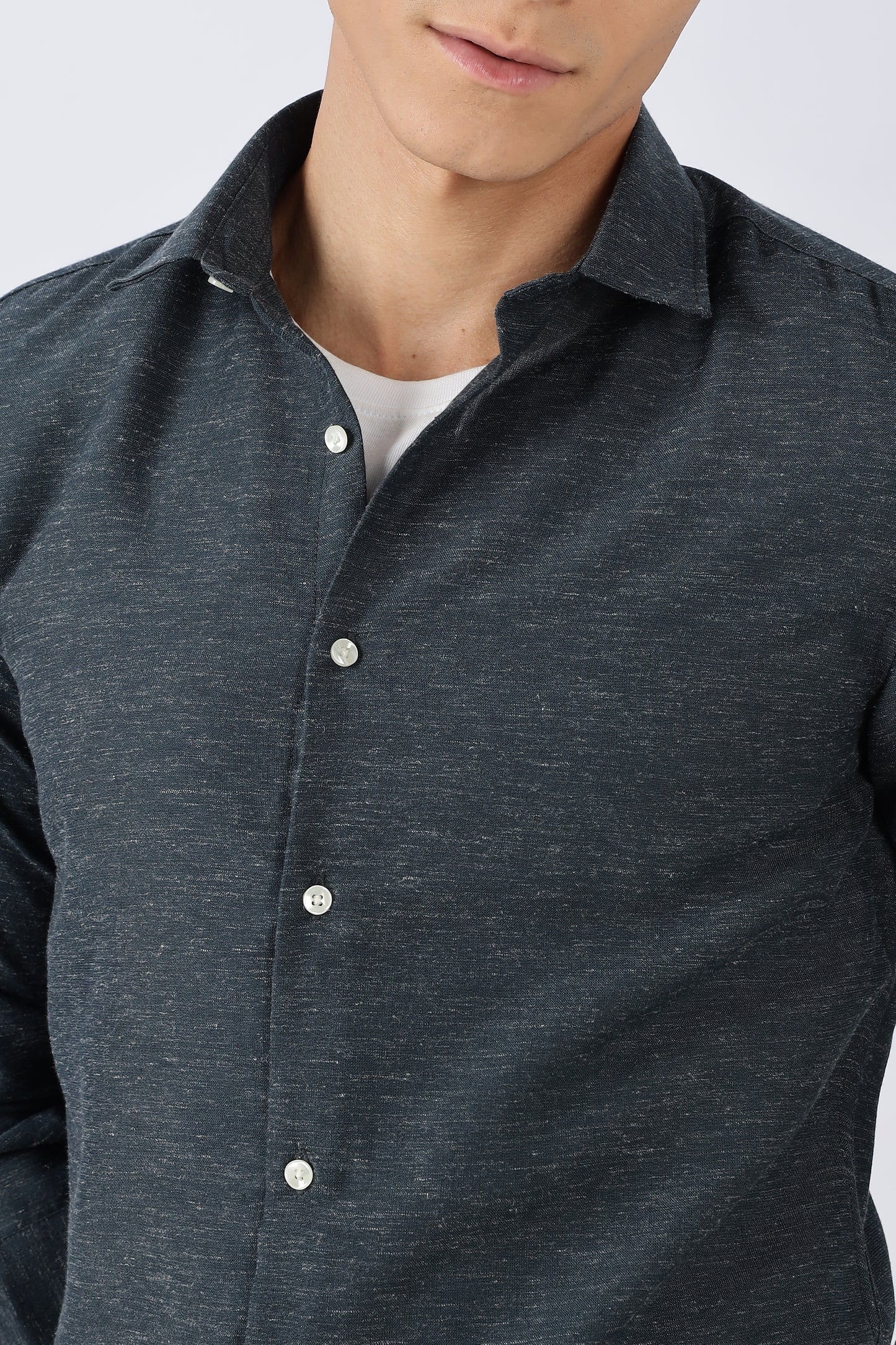 Men Dapper Linen Shirts-Navy