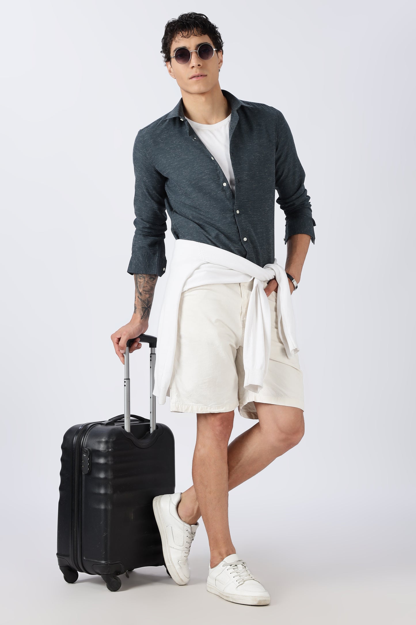 Men Dapper Linen Shirts-Navy