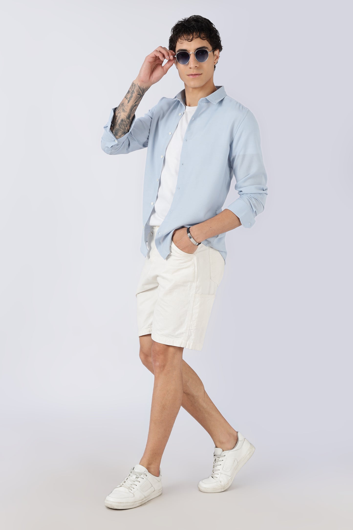 Men Dapper Linen Shirts-Sky Blue