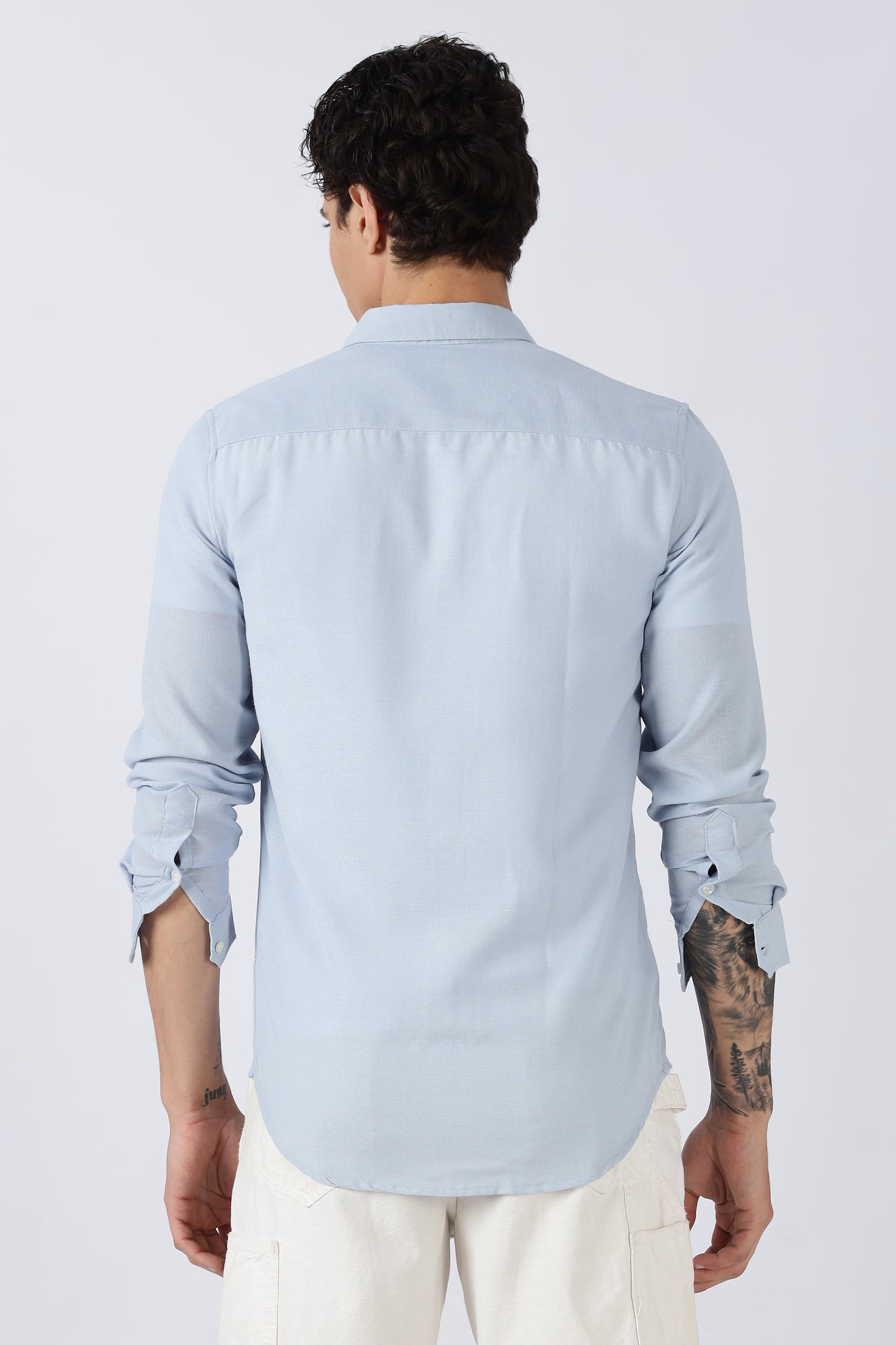 Men Dapper Linen Shirts-Sky Blue