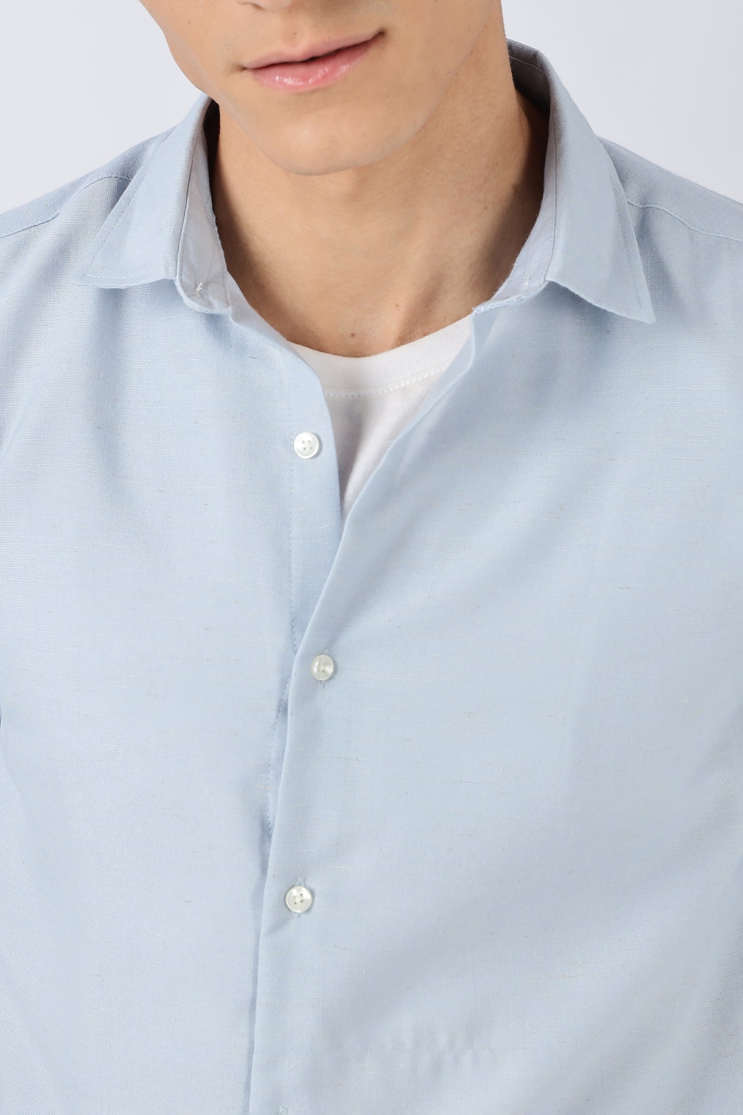 Men Dapper Linen Shirts-Sky Blue