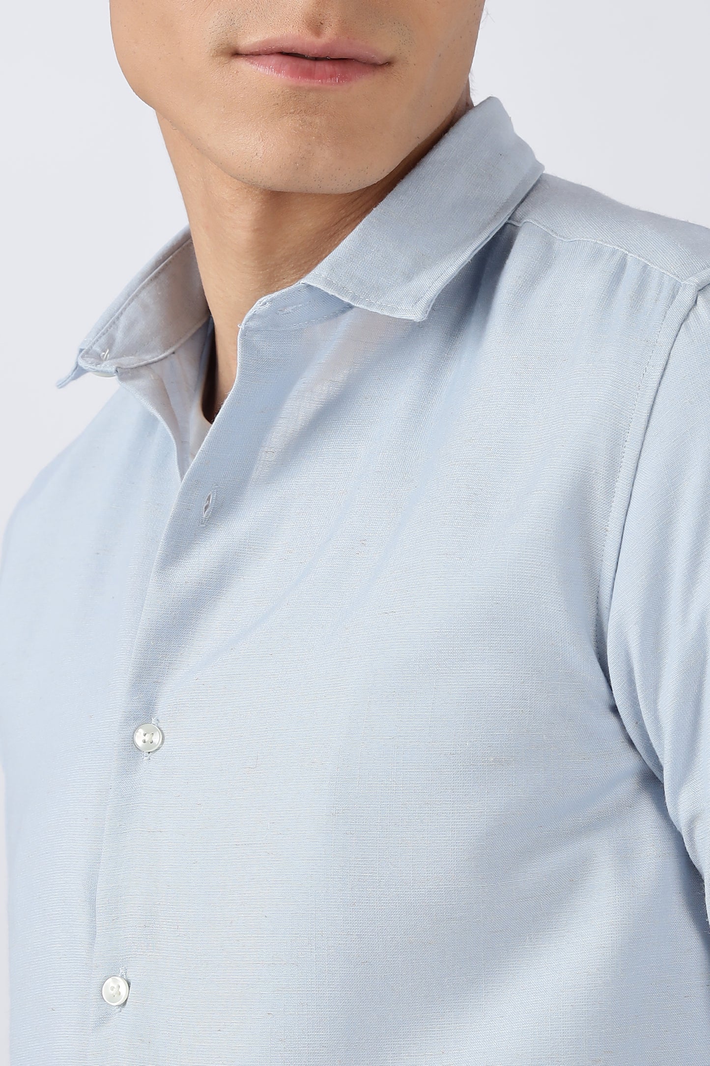 Men Dapper Linen Shirts-Sky Blue
