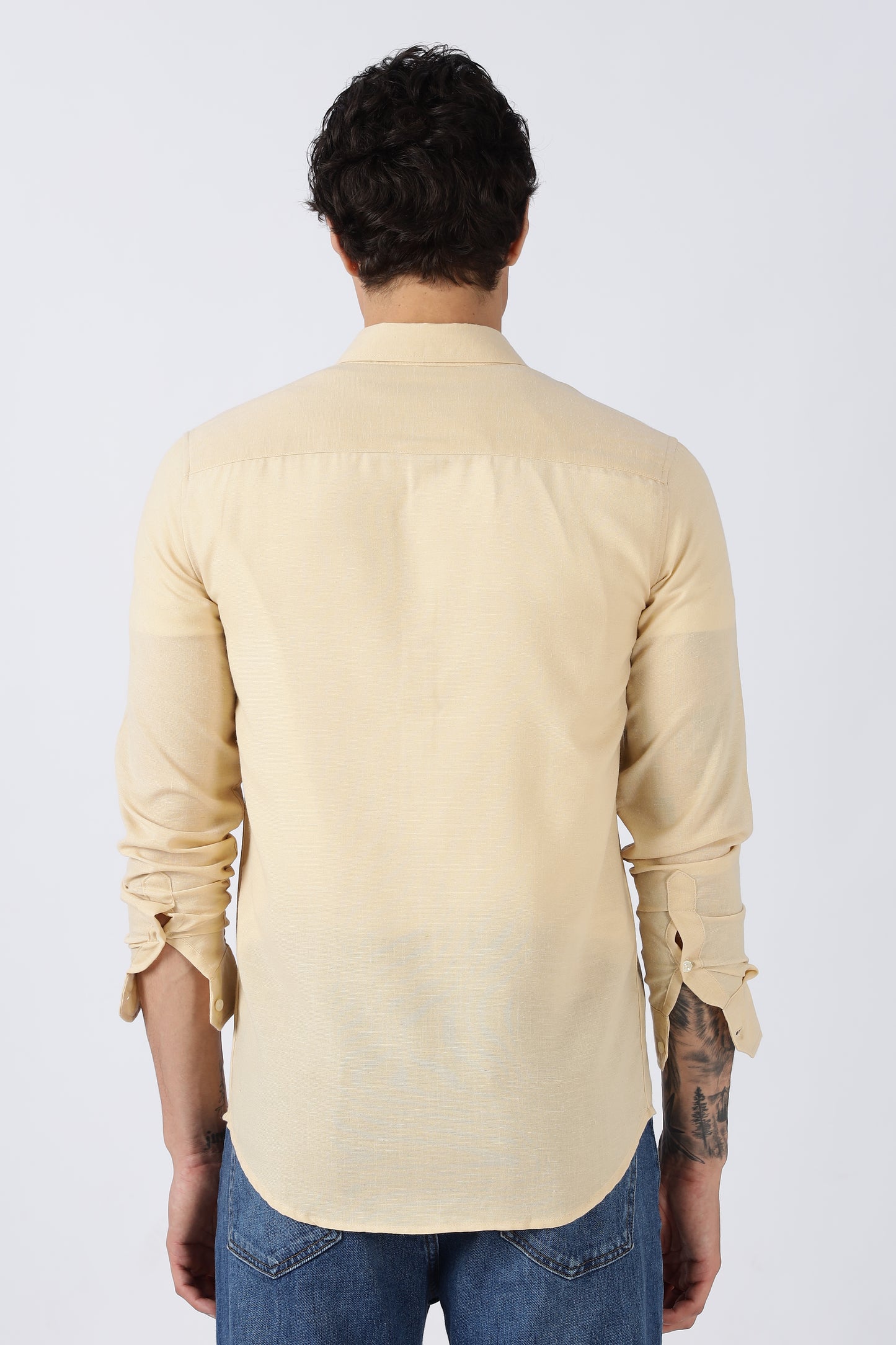 Men Dapper Linen Shirts-Beige