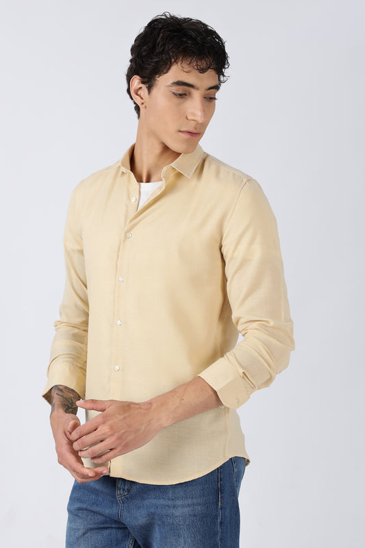 Men Dapper Linen Shirts-Beige