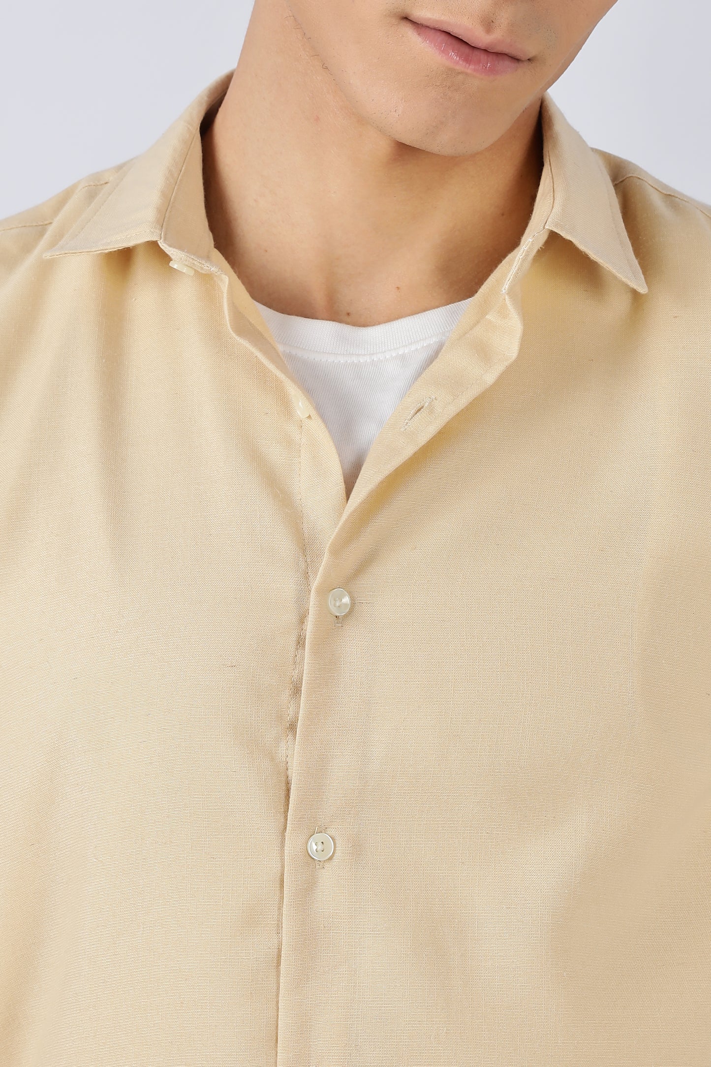 Men Dapper Linen Shirts-Beige