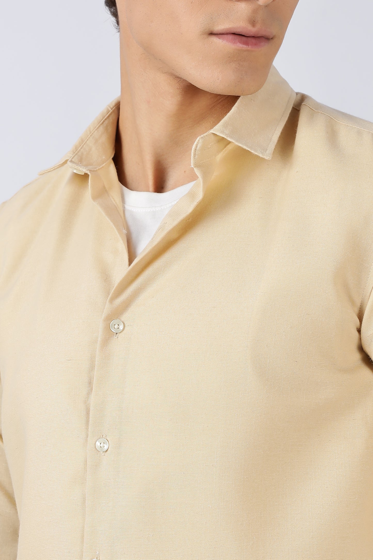 Men Dapper Linen Shirts-Beige