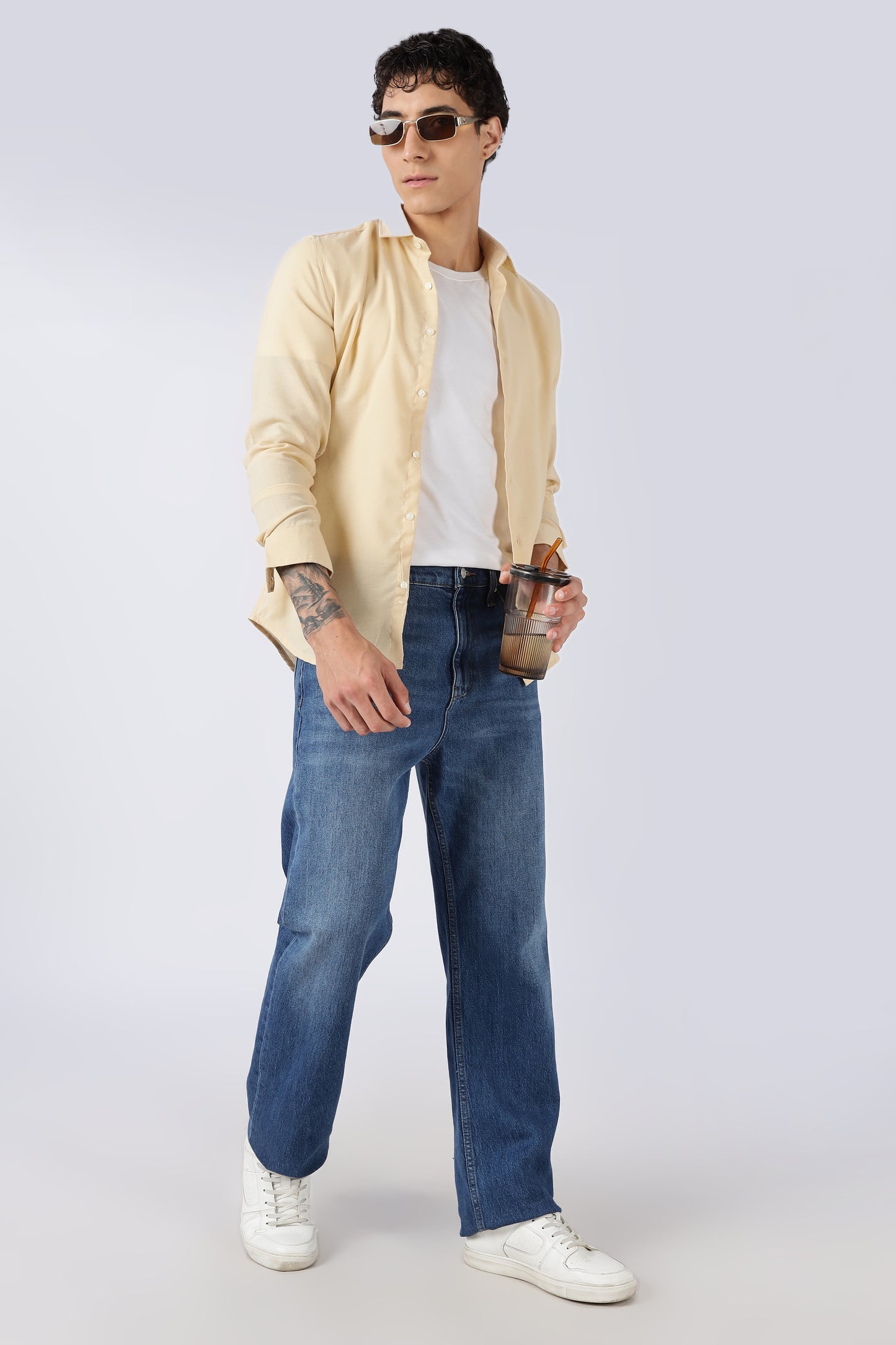 Men Dapper Linen Shirts-Beige