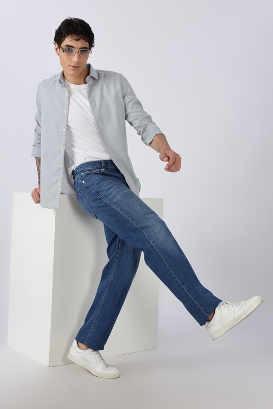 Men Dapper Linen Shirts-Grey