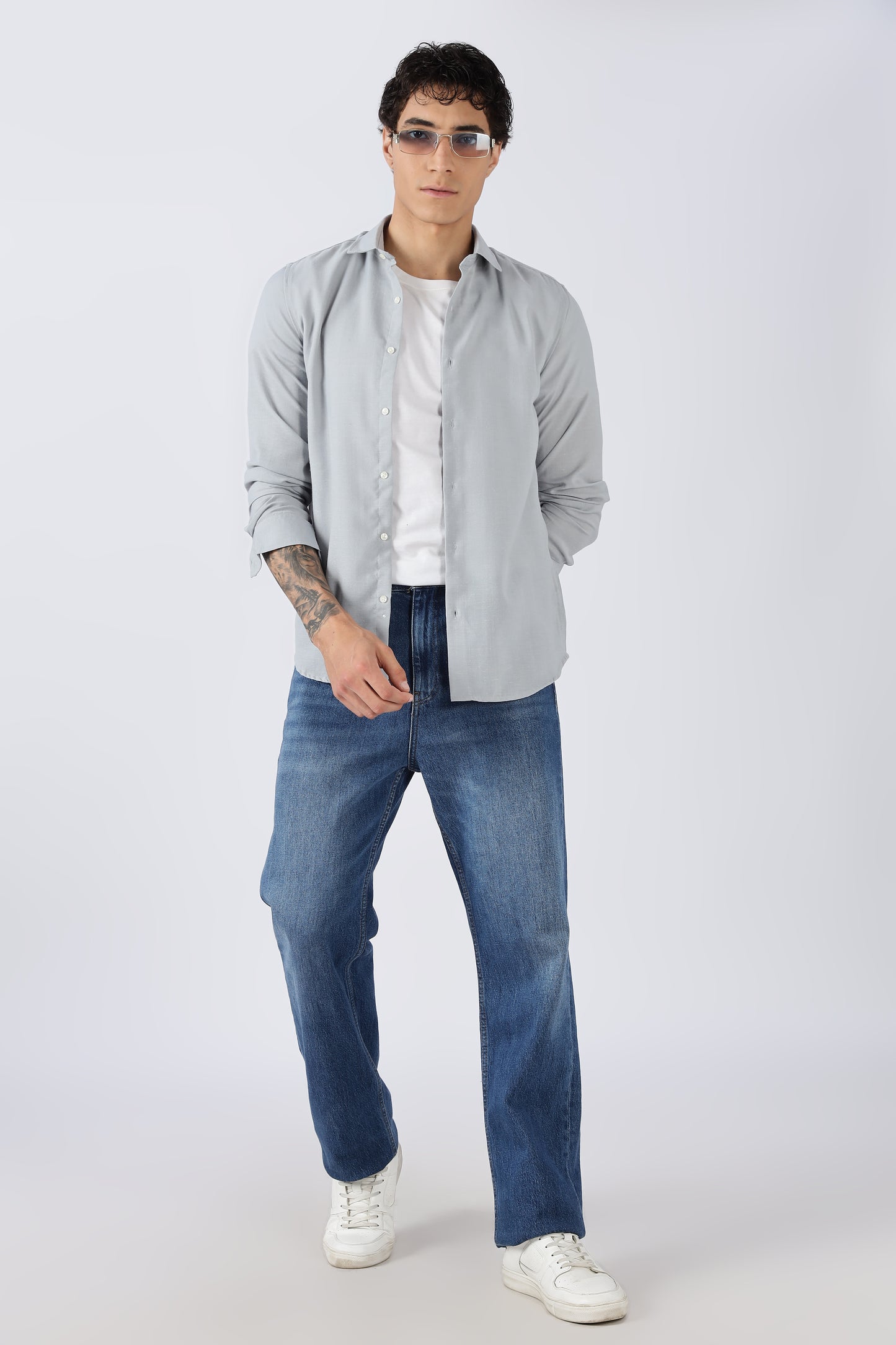 Men Dapper Linen Shirts-Grey