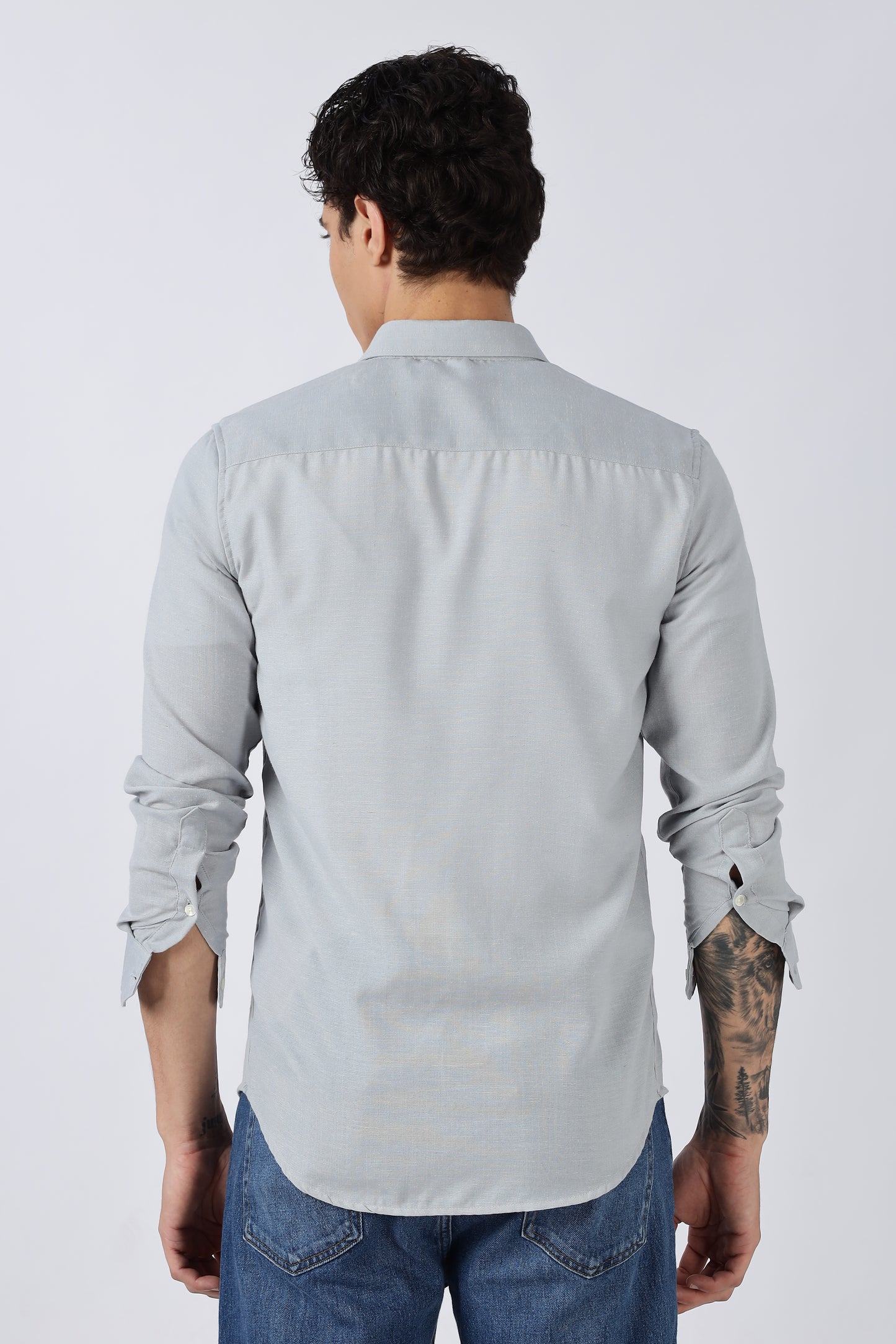 Men Dapper Linen Shirts-Grey