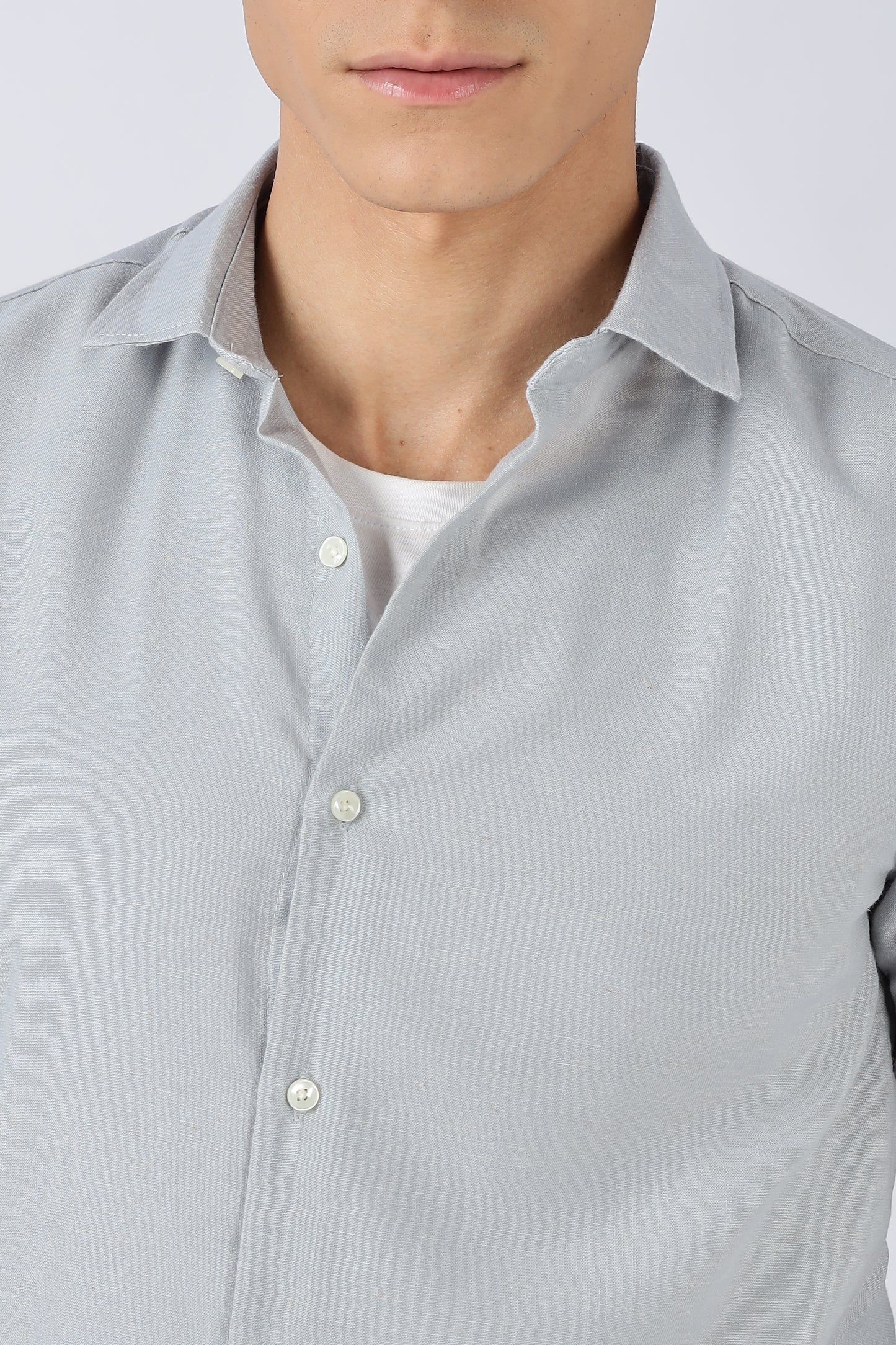 Men Dapper Linen Shirts-Grey