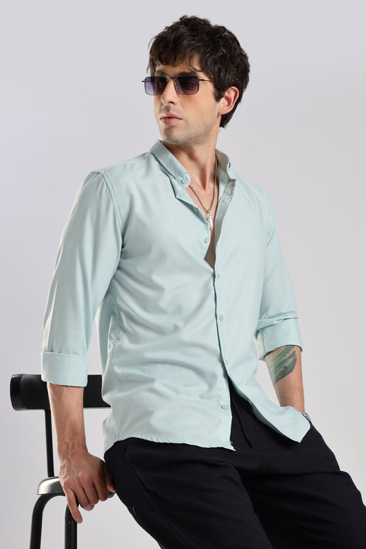 Men Liquid Nylon Plain Shirts-Sky Blue