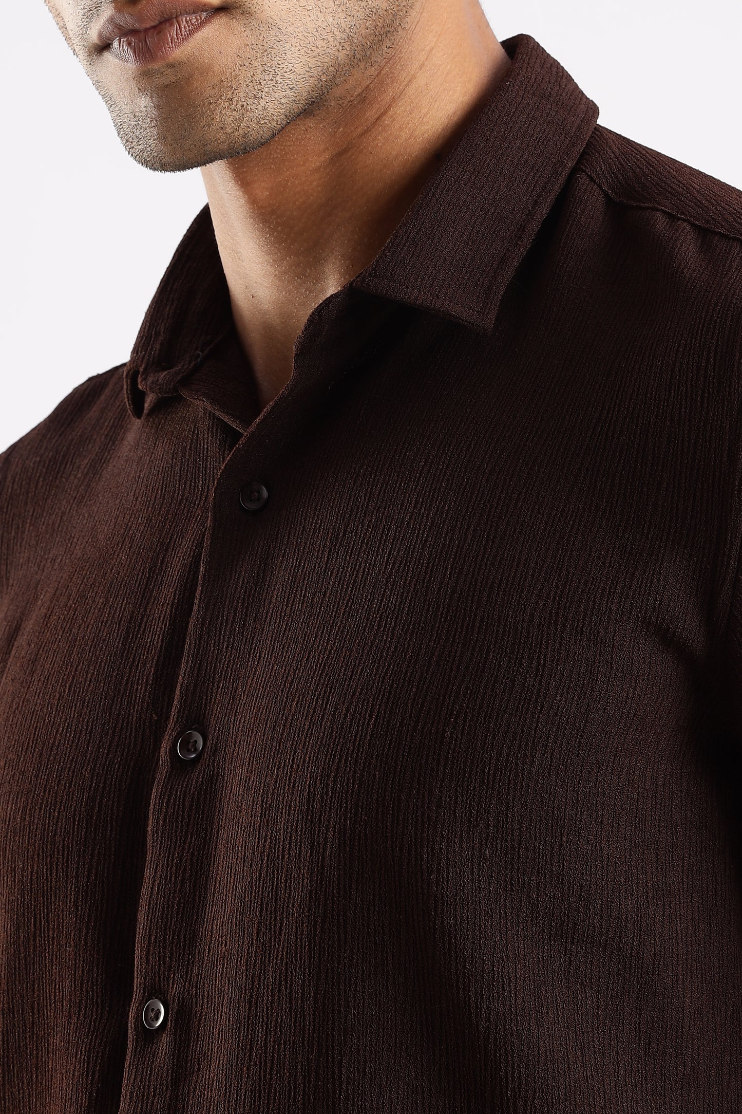 Men Textured Shirt-Brown