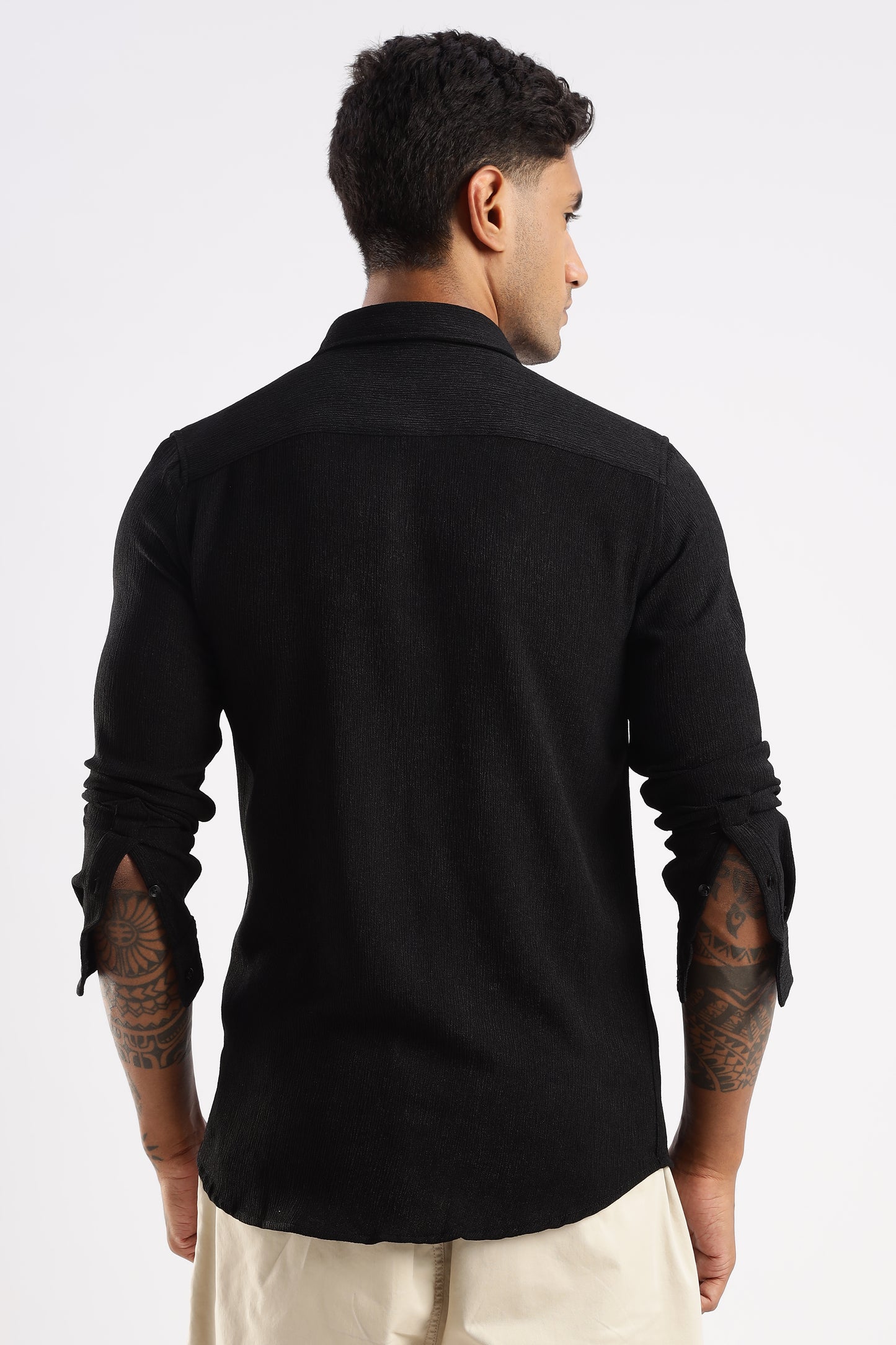 Men Textured Shirt-Black