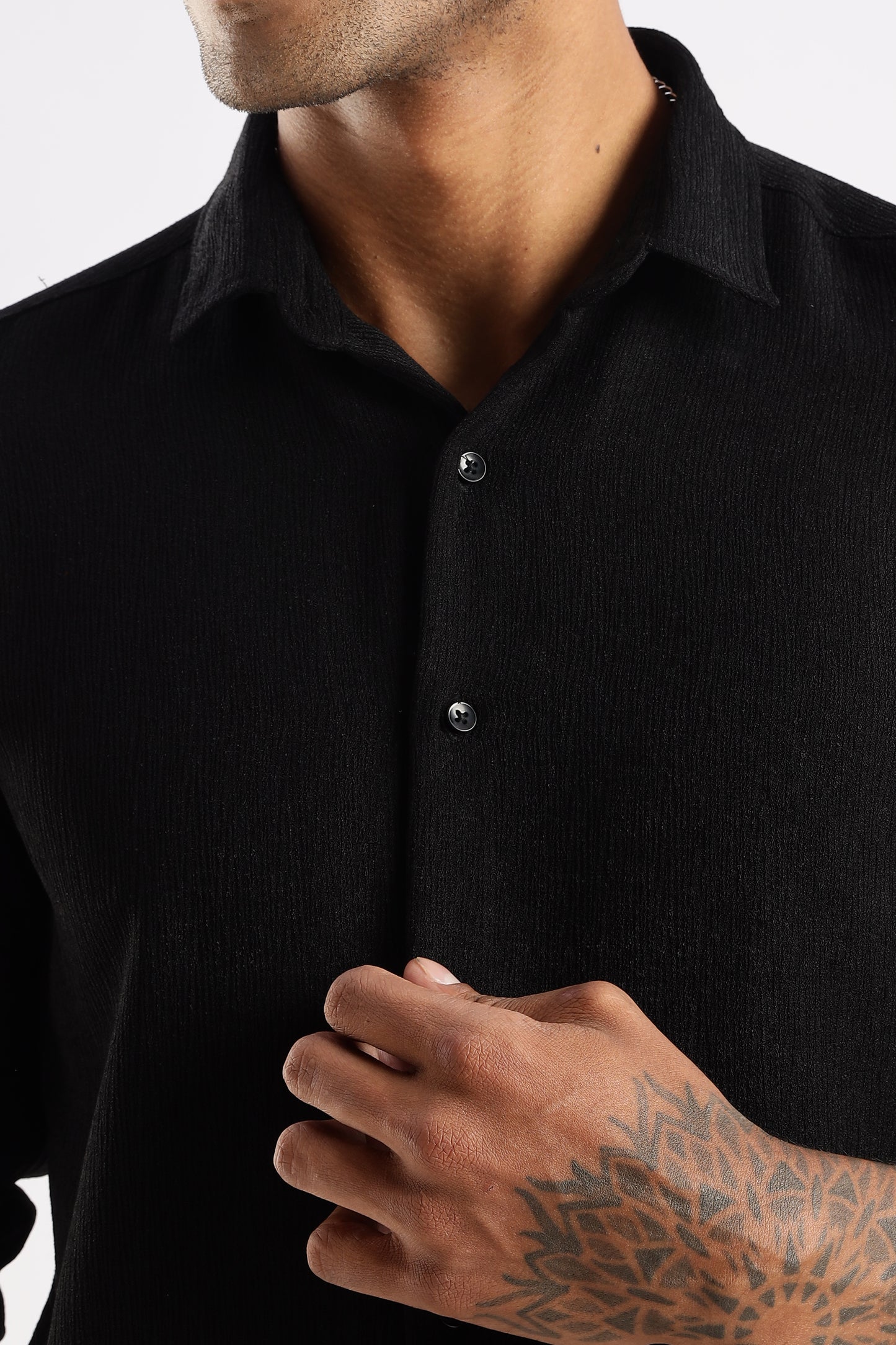 Men Textured Shirt-Black
