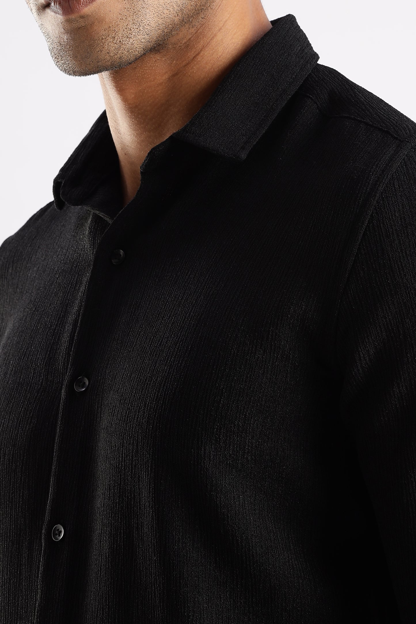 Men Textured Shirt-Black
