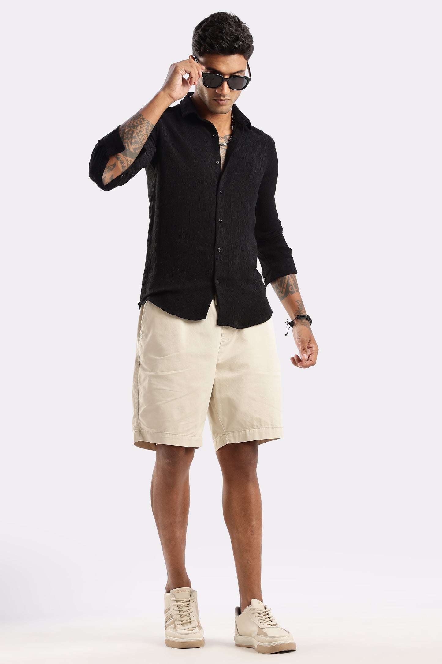 Men Textured Shirt-Black