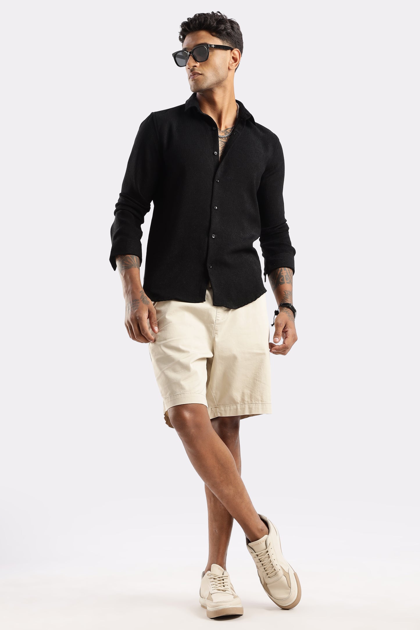Men Textured Shirt-Black