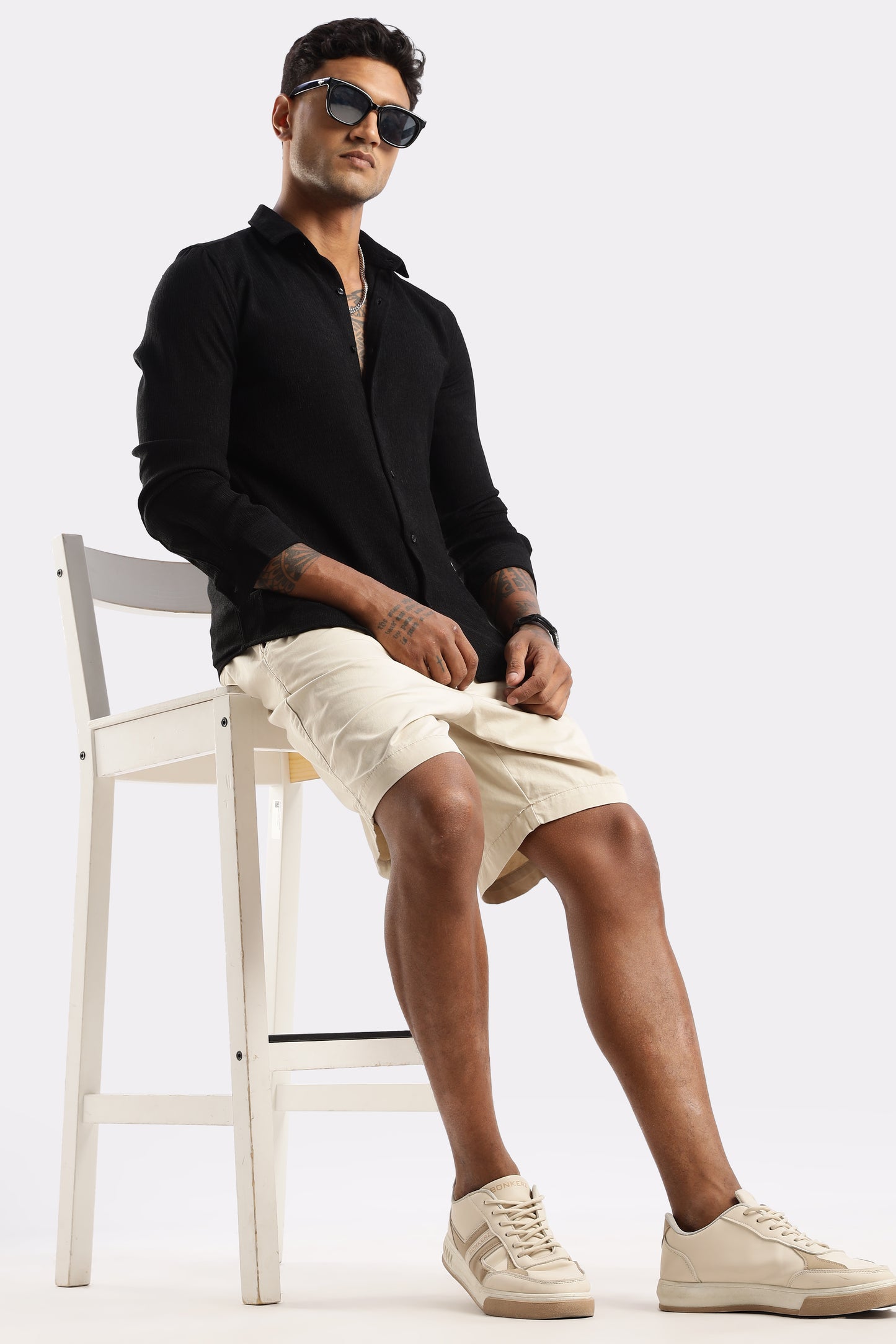 Men Textured Shirt-Black