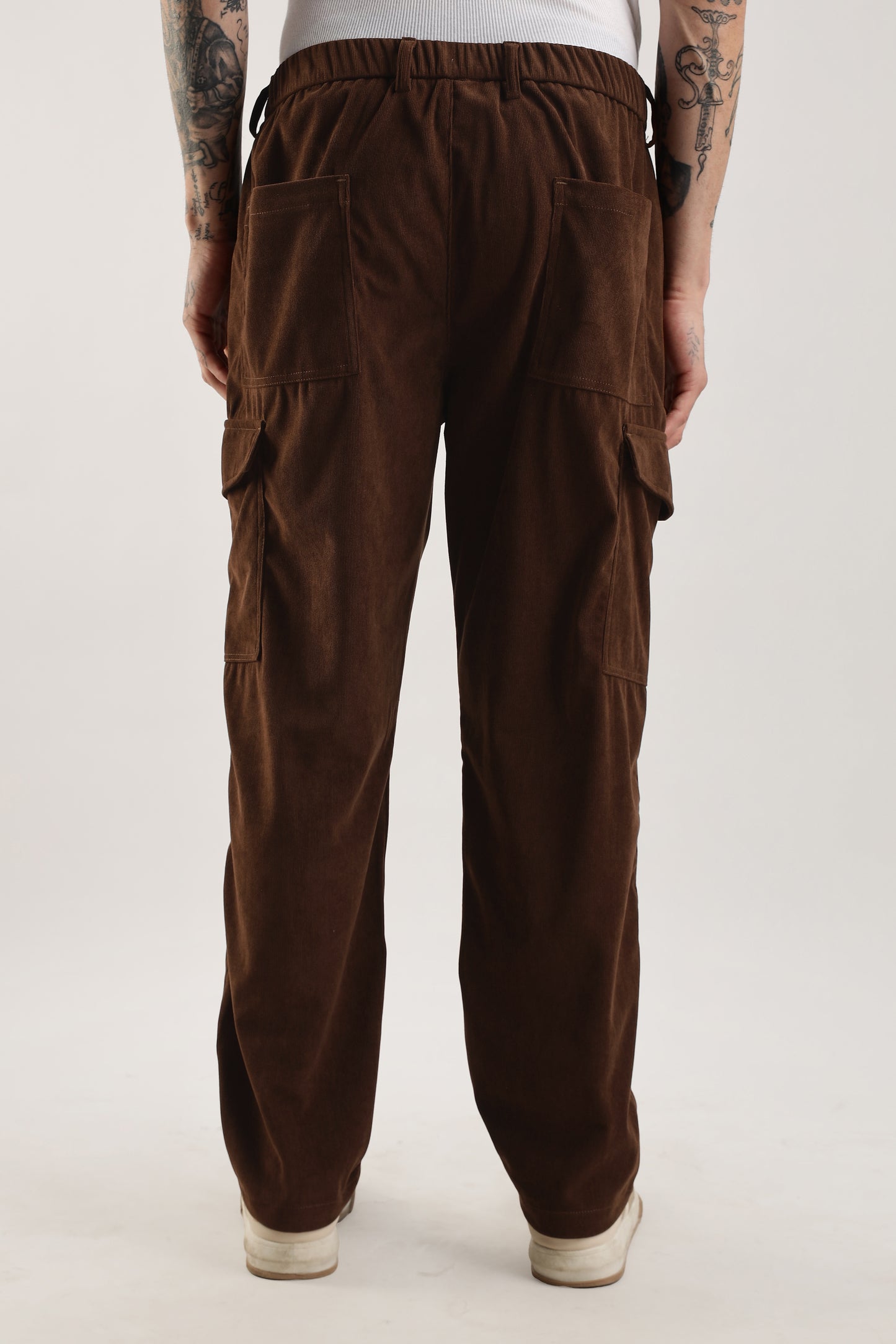Men Corduroy Relaxed Cargo-Brown