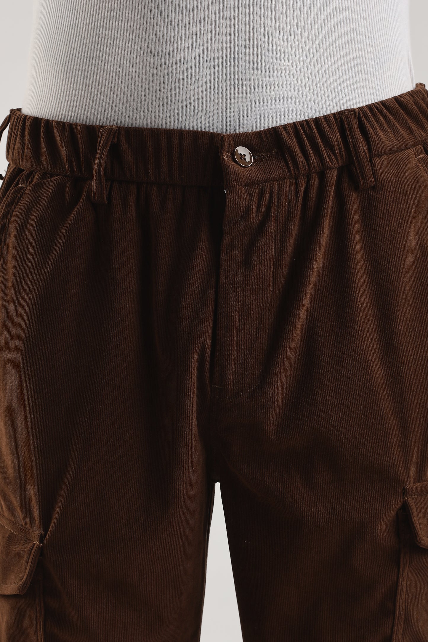 Men Corduroy Relaxed Cargo-Brown