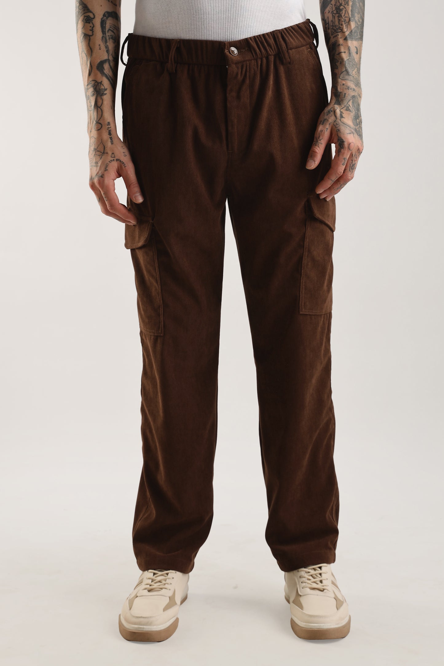 Men Corduroy Relaxed Cargo-Brown