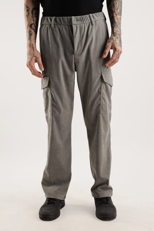 Men Corduroy Relaxed Cargo-Lt Grey