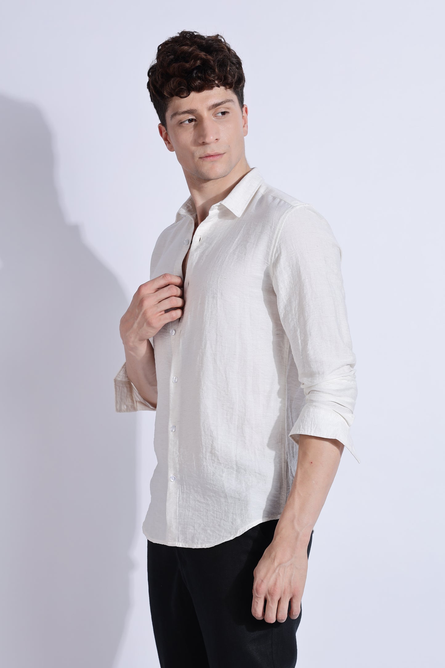 Men Lucas Look Linen Shirt- White