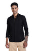 Men Lucas Look Linen Shirt-Black