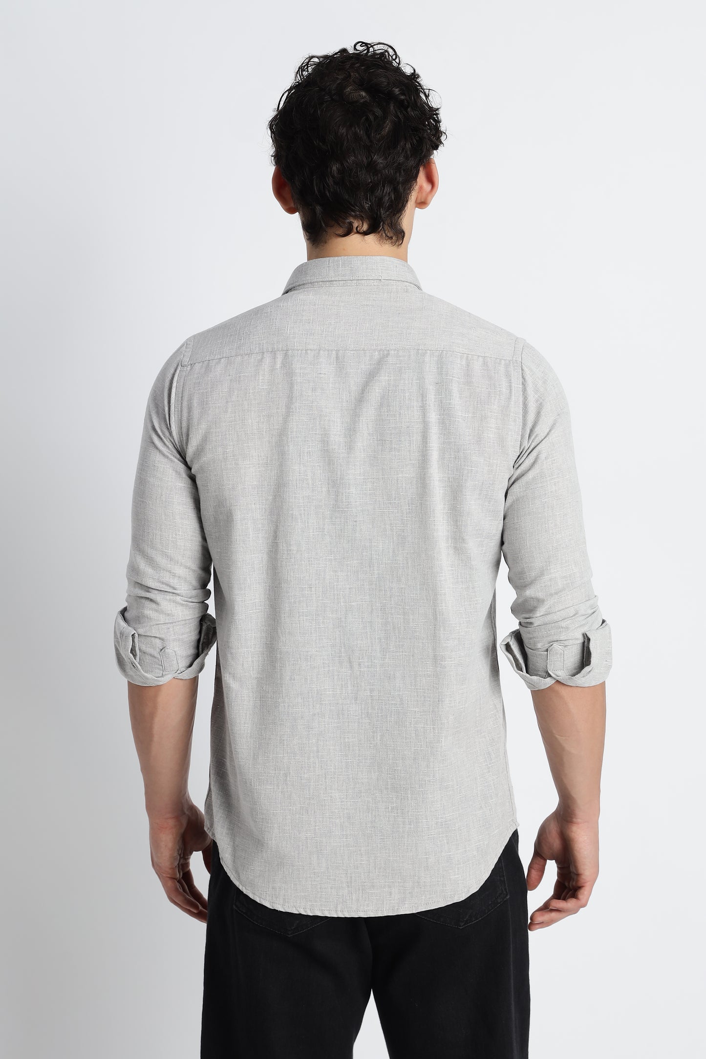 Men Milange Linen Look Shirts-Khakhi
