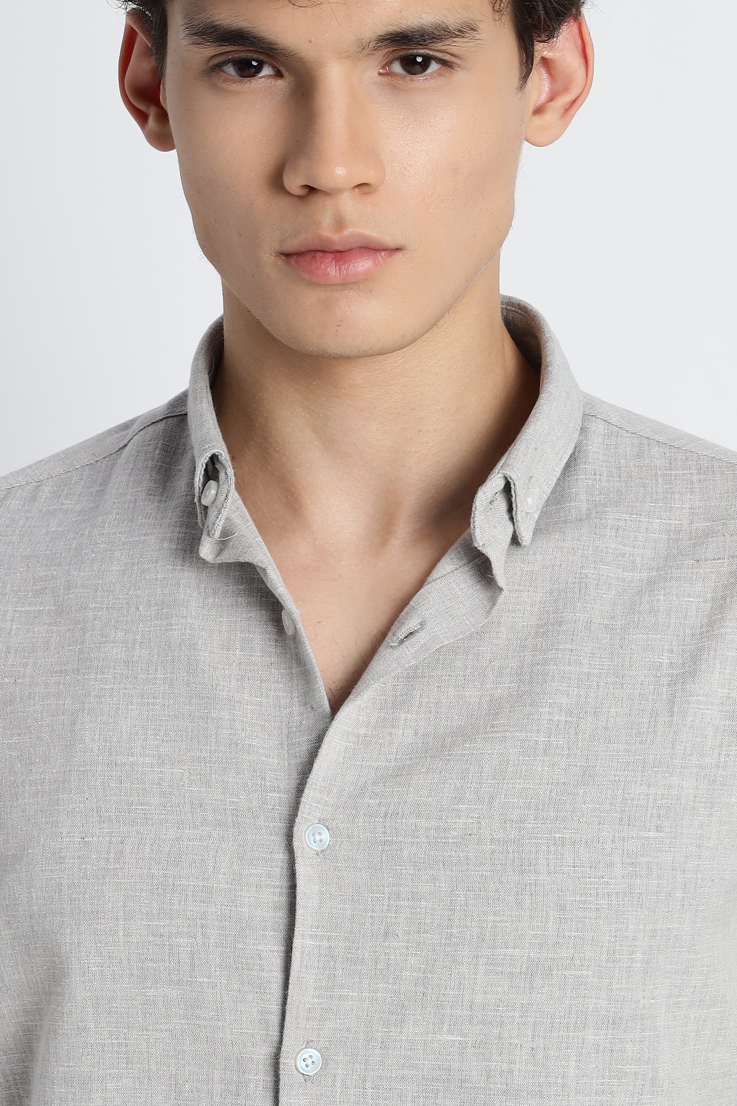Men Milange Linen Look Shirts-Khakhi