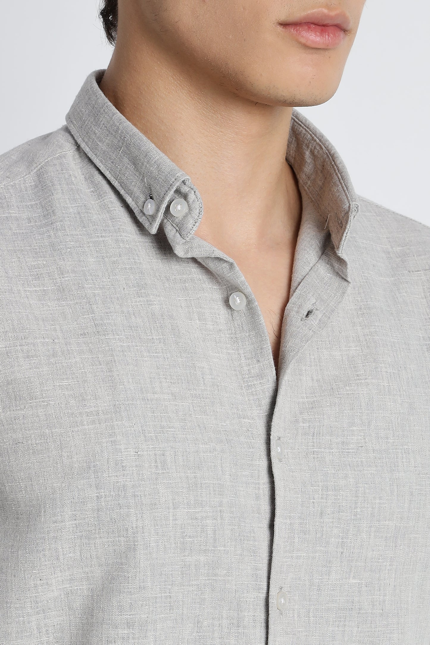 Men Milange Linen Look Shirts-Khakhi
