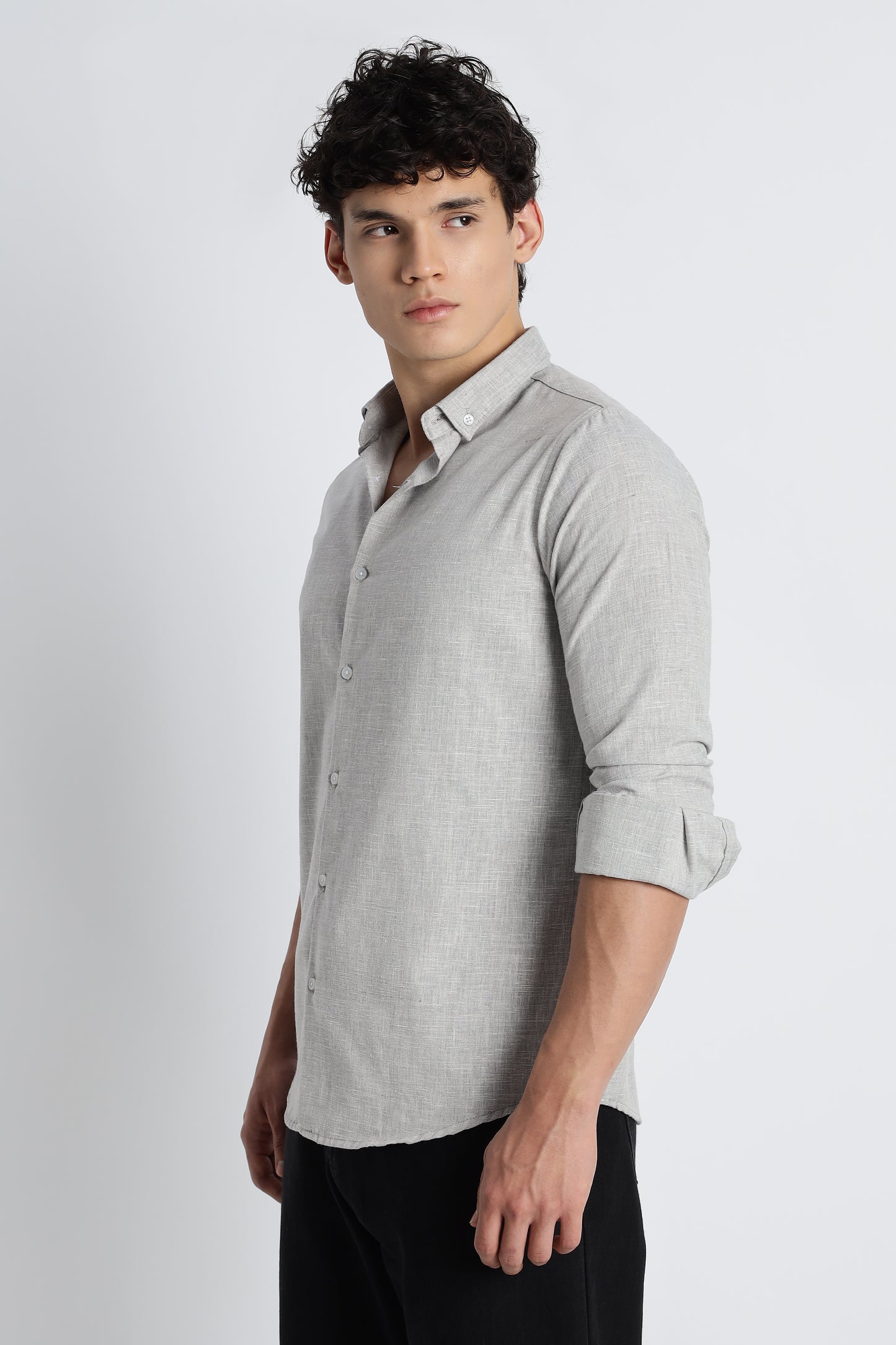 Men Milange Linen Look Shirts-Khakhi
