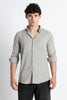 Men Milange Linen Stripes Shirts-Lt Grey