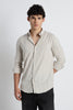 Men Milange Linen Stripes Shirts-Beige
