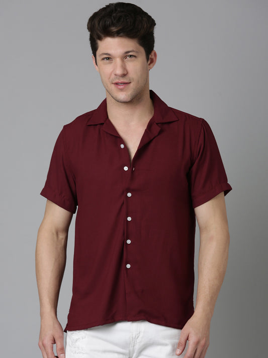 Men Hippie Oversized Shirt - Wine Red