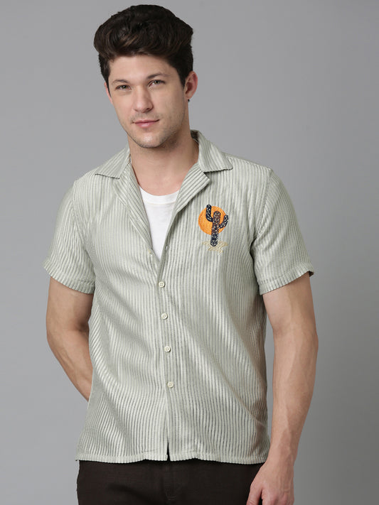 Men E Stripes Shirt - Fern