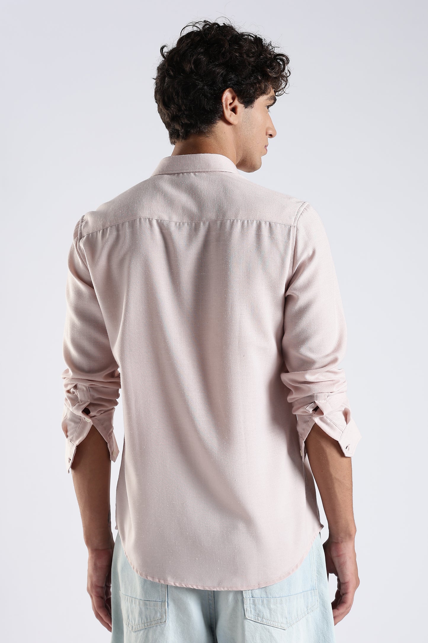 Men Dapper Linen Shirts-Pink