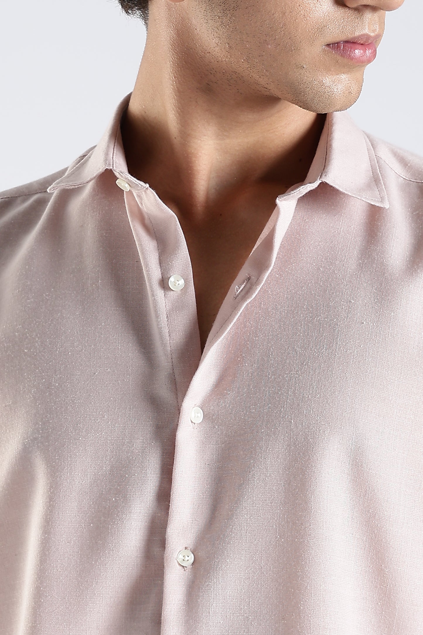 Men Dapper Linen Shirts-Pink